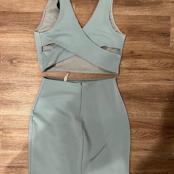 Solemio Light Blue Skirt and Top Matching Set - Picture 1 of 3